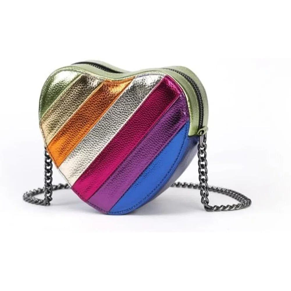 Women's Denim Heart-Shaped Mini Crossbody Phone Bag Small Travel Purse